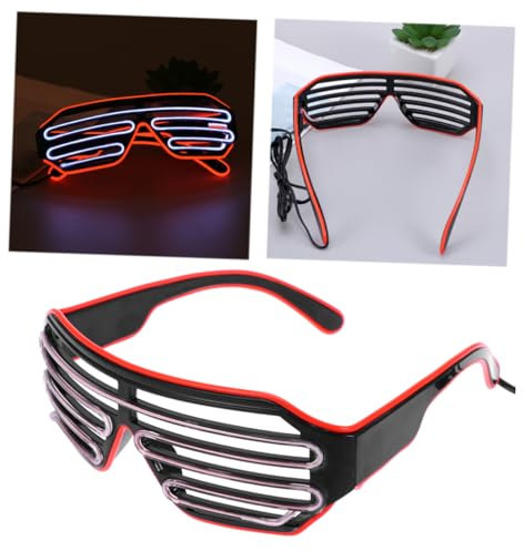 LIFKOME Led-shutter-brille Mit Sprachsteuerung Leuchtende Augenbrille Aus Hochwertigem Kunststoff Für Party Ktv Club Performance Bar Roter Rahmen Weiße Linse