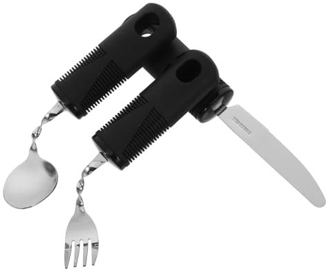 minkissy 3pièces Cuillère Anti-tremblements Adaptée Pour Personnes Âgées Et Adultes Avec Système Antidérapant Pour Repas Stables