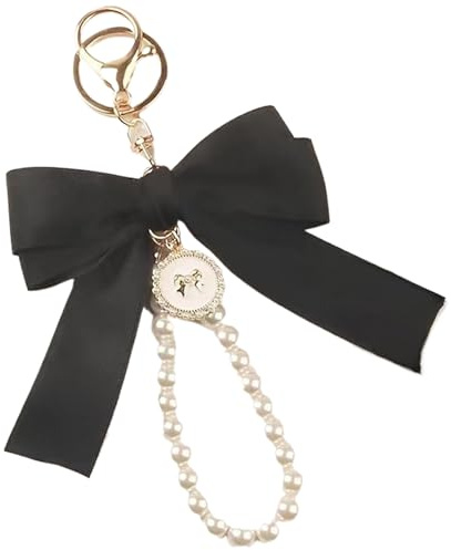 Kekchain à arc, charme de sac à main noir 6.3x4.7 Charme de sac d'anneau clé, porte-clés vintage pour sacs à main accessoires de sac à main, porte-clés à arc