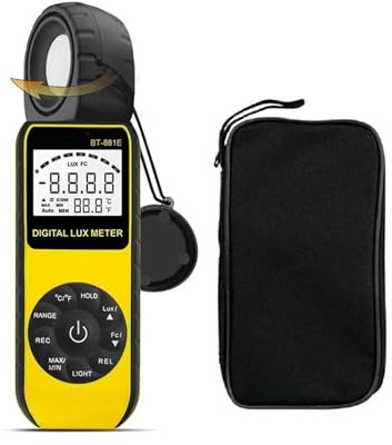 Testeur UVB, Compteur d'éclairement/de lumière numérique BT-881E, mesureur de température ambiante portable avec une pla allant jusqu'à 300 000 lux Luxmètre