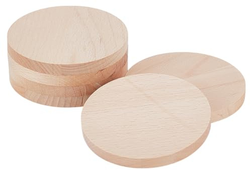 NBEADS 6 Pcs Unfinished Wooden Circles, 10cm Wood Slices Wood Rounds for Crafts Wooden Cutouts Round Wooden Disc Circles for DIY Wood Craft Painting Wedding Coasters Home Decoration, 1cm Thick
