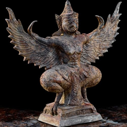 Kinaree Estatua de bronce Garuda - Botiquín tailandés de metal - Escultura decorativa de Tailandia para oficina, consulta, hotel o restaurante