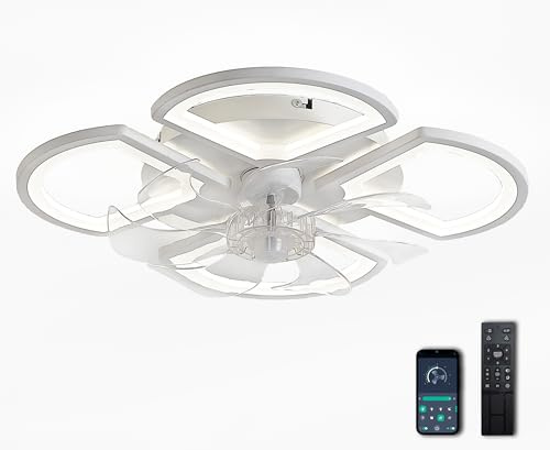 75CM Ventilateur Plafond Avec Lumiere Silencieux, Luminaire Ventilateur Plafonnier Diminution D'intensité À 6 Vitesses Pour CYhambre À Coucher Salon Balcon, Plafonnier Ventilateur Led Telecommande