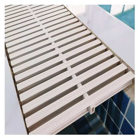Schwimmbad-Entwässerungsgitter-Abdeckung, ABS-Kunststoff, Dachrinnenschutz, Filter für Einfahrten, Terrassen, Decks, Duschen, 18 x 100 x 2,5 cm, Gitterrost, Drainage, Überlaufschutz und Widerstand