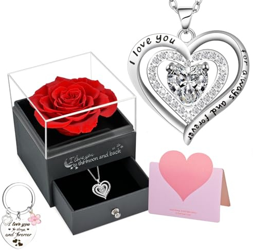 PLECUPE Rosa real, rosas eternas, regalo de rosa infinito, regalos para mujeres, flor, caja de rosas conservadas para el día de la madre,,Plata