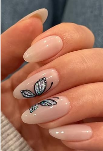 JMEOWIO Nagelfolie UV Härtend Blauer Schmetterling UV Gel Nail Strips Nagelsticker Nagelaufkleber Nail Art Dekoration Nageldesign Zubehör