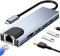 Huybaa 5 en 1 Hub USB C con Ethernet, Adaptador USB C a RJ45, 4 Puertos USB 3.0 Hub Multipuerto - Compatible con MacBook, iPad y Laptops