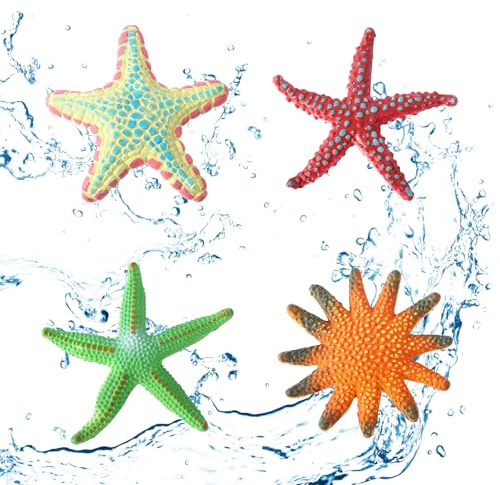 DANCOLOR Big Starfish fish tank Ornaments, 4pc fairy garden fish tank decorations, sea animals garden aquarium decorations
