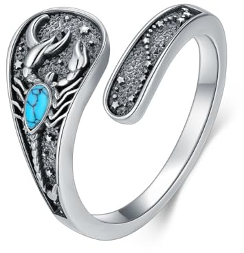 HUKKUN Evil Eye/Scorpion/Phoenix Ring 925 Sterling Silver Spoon Ring Chriatmas Jewellery Gifts for Women
