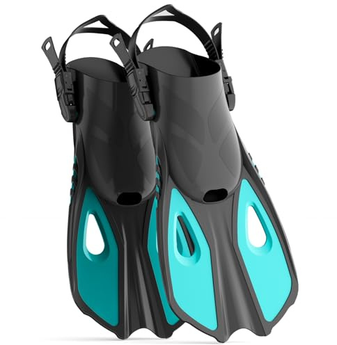 CIYYFVA Pinne Snorkeling, Pinne Nuoto Corte Regolabili con Tallone Aperto e Fibbie, Pinne Nuoto Piscina per Adulti e Bambini, Morbide e Comode Snorkeling (XS 32-36)