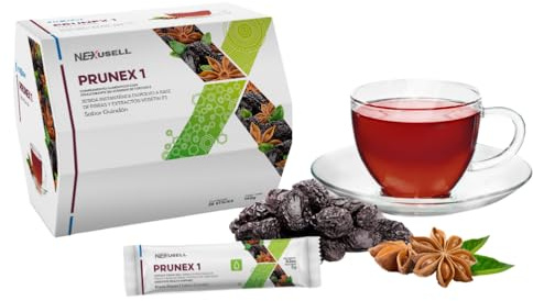 Prunex 1 Tea – Té Detox en Polvo para Limpieza y Desintoxicación del Colon | Tránsito Intestinal Saludable | 1 Caja con 28 Sobres | Bebida Instantánea Natural (28 SOBRES, 140, gramo)