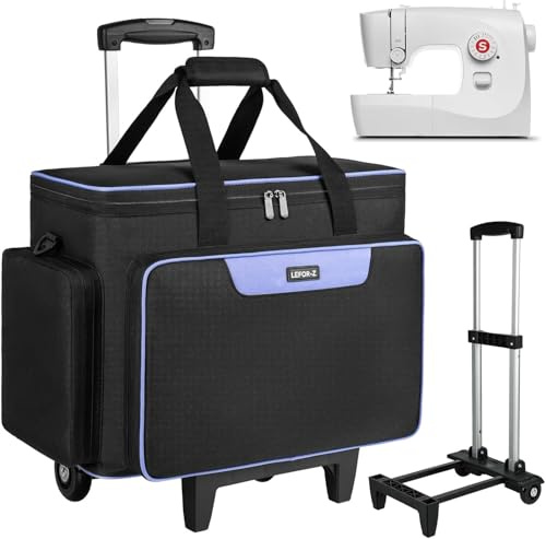 LEFOR·Z Nähmaschinentasche mit abnehmbarem Trolley mit Rollen,Nähmaschine Tragetasche,Transport und Aufbewahrungstasche ist kompatibel mit Singer,Brother,Janome und Zubehör,Schwarz