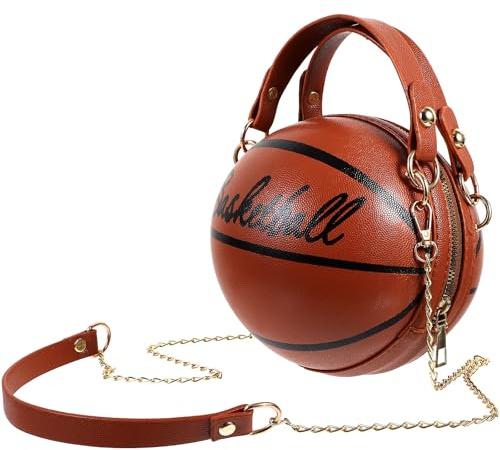 BESTonZON Borsa a Tracolla a Forma di Pallone da Basket Media Cerniera Borsa da Ragazza Resistente e Facile da Pulire Accessorio Moda Sportivo Marrone