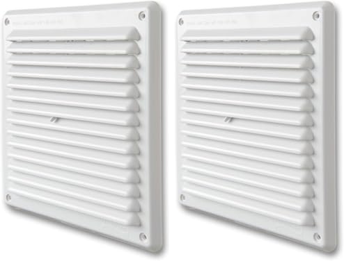 La Ventilazione ADR2023B Griglia di Ventilazione in Plastica Rettangolare da Sovrapporre, Bianco, 204x230 mm (Confezione da 2)