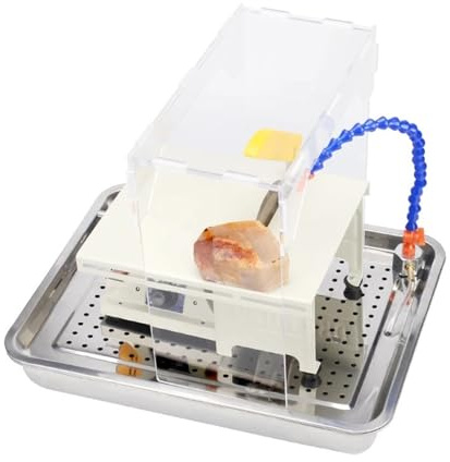 Mini mesa de corte con caja polvo, banco trabajo for tallado, rectificado y grabado, bomba agua para esmerilar, pulir