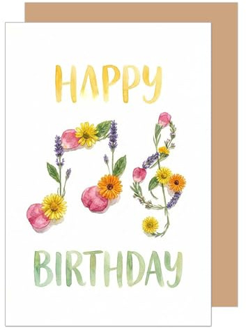 Edition Seidel Premium Glückwunschkarte zum Geburtstag mit Umschlag. Grußkarte Karte Geburtstagskarte Englisch für Mann Frau Freund Freundin Blumen Noten Musik (G3904 SW026)