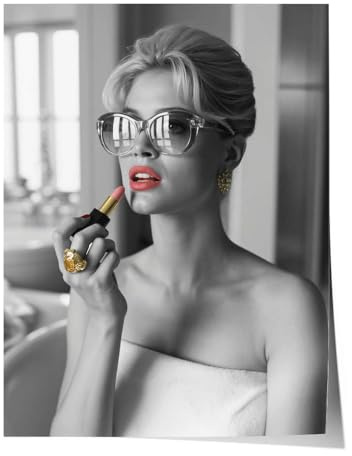 CANVEO Brigitte Bardot Bild Poster Leinwand, Badezimmer Gäste Bad Toilette Klo Wanddeko Wandbild, schwarz weiß Kunstdruck, Vintage Retro Fashion Mode Retro Hollywood Glamour Wandkunst