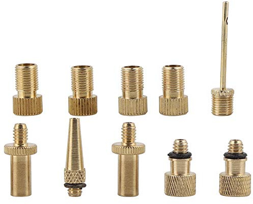 Bicycle Valve Conversion Nozzle Pump Tool Brass Gold 10 Pcs Bike Tire Valve Adapter Converter for Mountain Bikes Swimming Rings Basketball Football Volleyball
