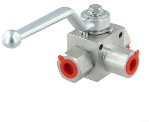 500 Bar Hydraulic Ball Valve, 3 Way Configuration with Strong Sealing for High Pressure Industrial Use and Reliability (G3/8)