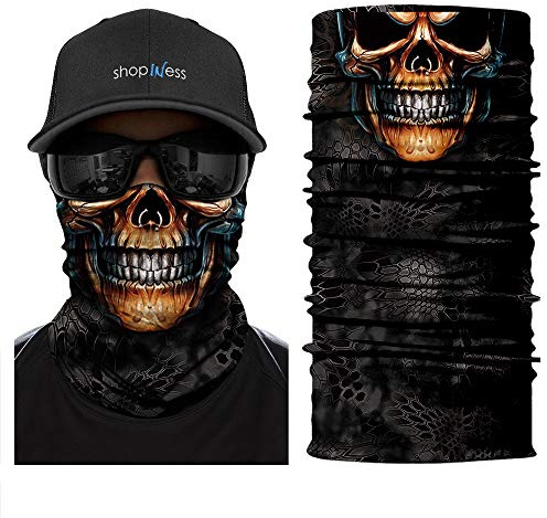 ShopINess Schlauchschal Totenkopf Multifunktion – Unisex Röhrenschal/Bandana für Motorrad, Sport & Outdoor | Atmungsaktiv, schnelltrocknend, UV-Schutz UPF 40+ | Halloween & Karneval