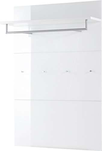 Germania Garderobenpaneel GW-SCALEA, Spanplatte, Einscheiben-Sicherheitsglas, Weiß, 30 x 97 x 144 cm