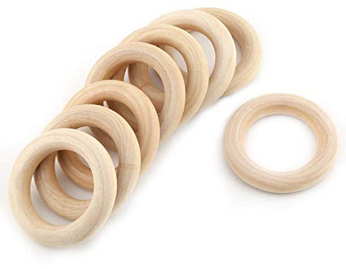 20 Stück Vorhangringe Holzringe Naturholz 55mm/2.1 inch Kleine Ringe Kreis für Gardinenzubehör dekorative DIY Anhänger