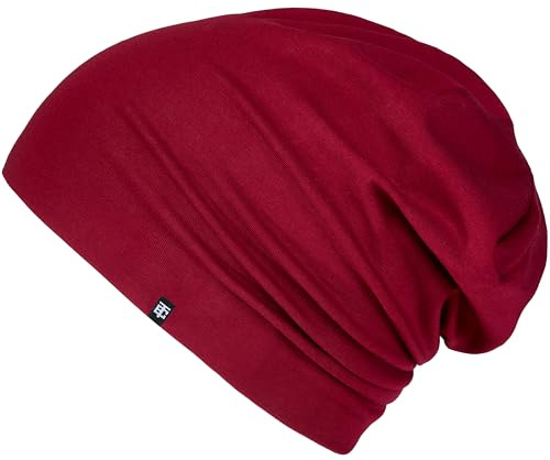Enter the Complex® Lätt jerseymössa, damer och herrar, slouch-beanie av bomull, elastisk, Vinröd, S/M