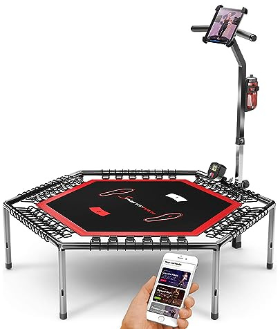 SPORTSTECH - Trampoline Fitness HTX100 - Home Trainer Tonifiant - Écran LCD Multifonctions - Support Smartphone - Porte-Bouteille - Montage Et Rangement Facile - L.127,3 x l.137,4 x H.111 cm