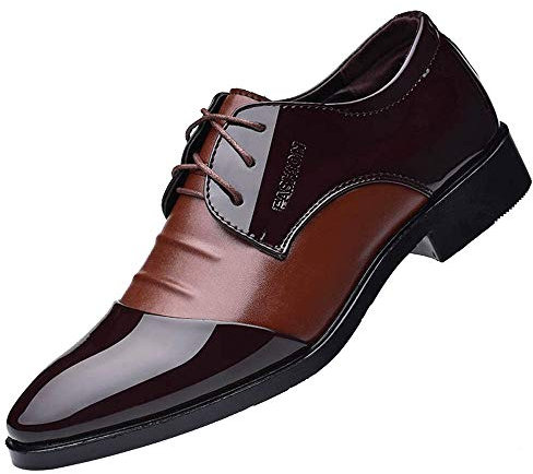 Men Shoes Black Formal Fashion Business Casual, Men Boots Leather Waterproof Ankle Size 9 Warm Winter Wide Fit (9.5 UK, Brown)