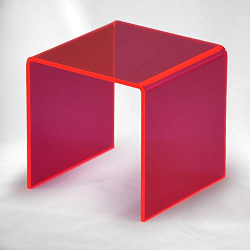 Hansen Dekobrücke/Dekopodest/Warenpodest/U-Aufsteller/U-Ständer aus Acryl/Acrylglas 200x200x200 mm, rot fluoreszierend