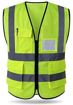 HYCOPROT High Visibility Mesh Safety Reflective Vest with Pockets and Zipper, Meets ANSI/ISEA Standards