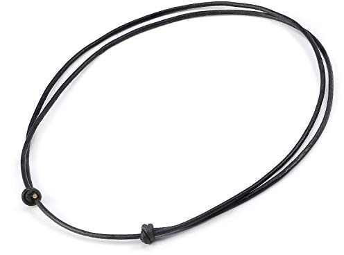 Gargantilla de cordón de cuero negro de alta calidad, con doble nudo ajustable, collar de concha de caurí natural para mujeres y hombres, One Size, Cuero