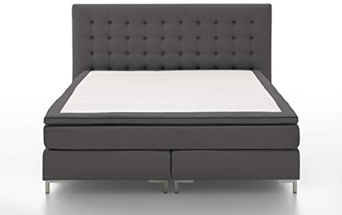 Atlantic Home Collection Boxspringbett ANNI, 180x200 cm, inklusive Topper (Härtegrad H2), dunkelgrau