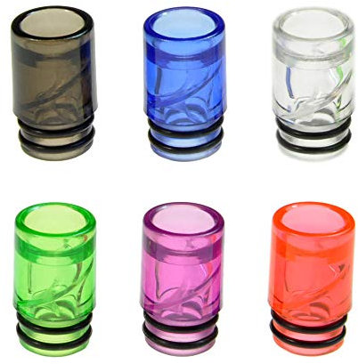 Armerah Anti Spit Back 510 Drip Tip eCig Mouthpiece Short/Medium Plastic 6 Pack One of Each Colour