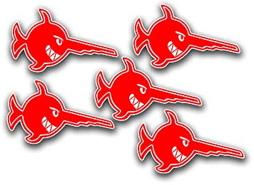 Böser Schwertfisch 5er Sägefisch U96 Fisch Uboot Turmwappen je 4,2X 2,5cm A5095