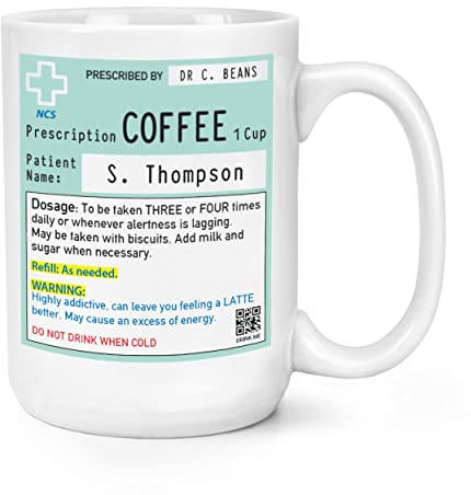 Gift Base Personalised Name Coffee Prescription 15oz Large Mug Cup