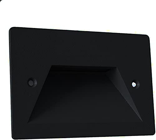 Damastoreitalia Universo Faretto segnapassi da esterno lampada da muro IP65 LED 3W ad incasso per scatola cassetta 503 scale giardino viale gradini nero bianco o grigio (Nero - Bianco caldo 3000K)