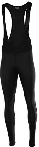Airtracks Herren Winter Thermo Fahrradhose Lang mit Trägern Pro Line II Trägerhose BIB Radhose Träger Radlerhose gepolstert- Atmungsaktiv - Reflektoren