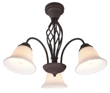 meineWunschleuchte Decken-Leuchte 3-flammig in Rostoptik mit Glasschirmen | Ø55cm, mit 3x E14 LED, große Deckenlampe Landhausstil, für Wohnzimmer & Esszimmer, rustikales Design