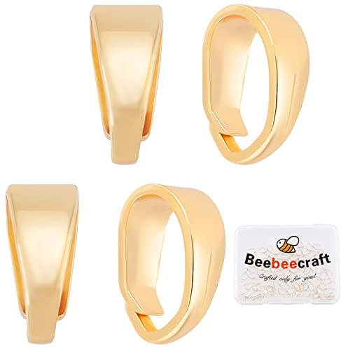 Beebeecraft 100 Pieza de Collar con Cierre de Abalorio Chapado En Oro de 18 Quilates Cierre de Clip Abalorio de Fianza Colgantes de Metal Conectores Fianzas para Hacer Broches