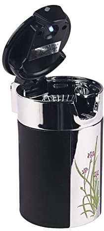 Leuchtende Auto Aschenbecher, ABS Solarbetriebener Aschenbecher mit Deckel Tragbarer Aschenbecher mit Blaues LED Licht Aschenbecher Rauchfreien Windaschenbecher für Auto Haus Büro-6.5cmx10.5cm