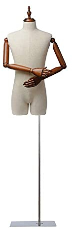 MAIES Herren-Schaufensterpuppe Herren-Schneiderpuppe, Halbkörper-Schaufensterpuppe Torso zum Präsentieren von Jacken/T-Shirts/Anzügen, leicht, Silberne Basis, einfach zu bedienen (quadratische Basis)