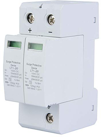 Jadeshay Överspänningsskydd, 2P Överspänningsskydd DC Överspänningsskydd Solvoltaiskt lågspänningsskydd Lågspänningsskydd DIN Rail Mount 35mm (2P20KA)