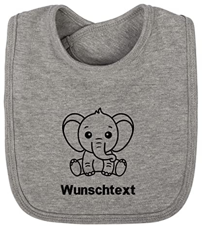 LIQUISIGN Baby Lätzchen mit Name Wunschtext bestickt | Tiermotiv | Personalisiertes Lätzchen mit Klettverschluss | Spucktuch aus 100% Baumwolle