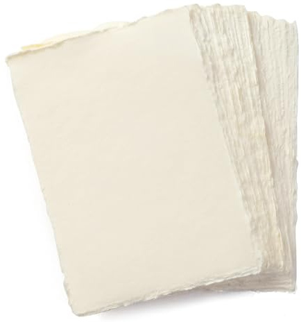 Wanderings Carta A4 Crema Fatta a Mano per Media Misti con Bordo Sfrangiato 8,25x11,7 / 21x30 cm, 150 GSM, 50 Fogli, Pressata a Freddo, Cotone Riciclato, Per Inviti, Artigianato, Acquerello