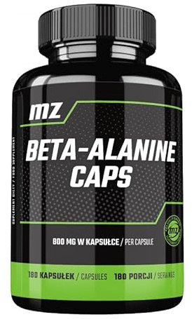 Beta Alanin 800 mg per kapsel - 180 veganska kapslar - 2 månaders förbrukning - Aminosyratillskott för förbättrad atletisk prestanda - av MZ