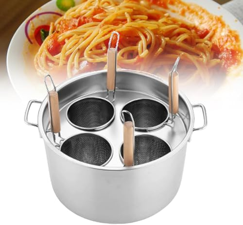 ZIXIAOS Cuocipasta, pentole per brodo, con divisore e colino, pentola per Pasta in Acciaio Inossidabile e pentole con cestello colino a 4 Inserti, per Cucina Domestica, Ristorante,2