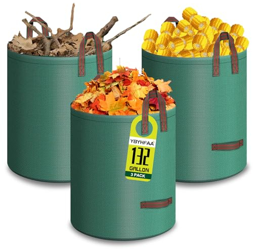 YBYHFAA Gartenabfallsack,3 X 500l LaubsäCke Groß Stabil，Faltbar Gartensack FüR GrüNabfäLle Mit 4 Griffe,Selbststehend, Wasserdicht,KorrosionsbestäNdig