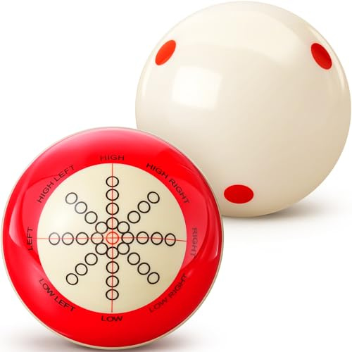 Gemscream 2 Pcs Billiards Cue Ball with Dots Practice Training Artifact Regulation Size 2-1/4 Training Pool Balls for Sports Billiard Table Accessories Games(Red,Normal)