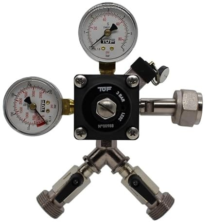 CO² Premium Druckminderer mit Flascheninhaltsmanometer 2-leitig 3 Bar TOF 3/4 Co2 Ausgang